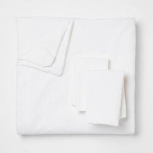 Load image into Gallery viewer, 3pc Full/Queen Microfiber Textured Duvet & Sham Set White - Room Essentials