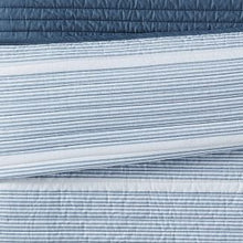 Load image into Gallery viewer, 3pc Full/Queen Niari Yarn Dye Stripe Quilt Set Blue - Brooklyn Loom
