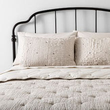 Load image into Gallery viewer, 3pc King Stripe and Stitch Embroidery Comforter & Sham Set - Hearth & Hand with Magnolia