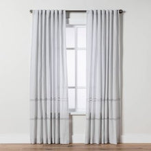 Load image into Gallery viewer, 84" Lace Insert Curtain Panel Silver - Hearth & Hand with Magnolia
