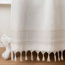 Load image into Gallery viewer, Embroidery Border Stripe Shower Curtain Taupe - Hearth & Hand with Magnolia