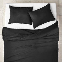 Load image into Gallery viewer, King Heavyweight Linen Blend Duvet Cover & Sham Set Washed Black - Casaluna