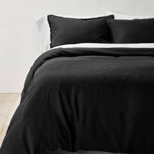 Load image into Gallery viewer, King Heavyweight Linen Blend Duvet Cover & Sham Set Washed Black - Casaluna