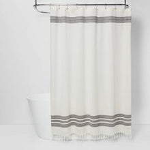 Load image into Gallery viewer, Striped Fringe Shower Curtain Off-White - Threshold