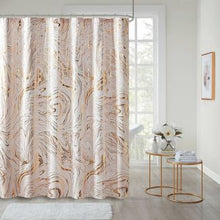 Load image into Gallery viewer, Vanessa Printed Marble Metallic Shower Curtain Blush/Gold