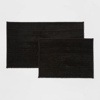 2pk Quick Dry Bath Rug Set Black - Threshold