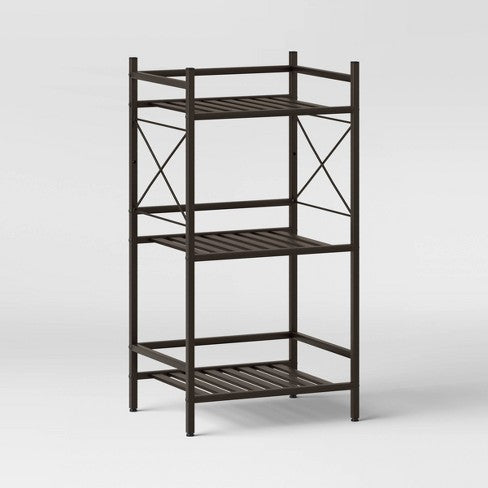 3-Tier Square Tube Decorative Storage Cabinet Bronze - Threshold