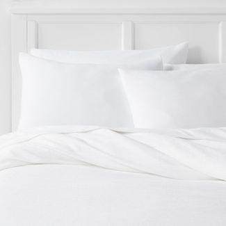3pc Full/Queen Microfiber Textured Duvet & Sham Set White - Room Essentials