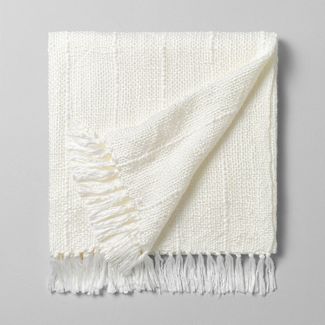 Chunky Stripe Fringe Throw Blanket Cream - Hearth & Hand with Magnolia