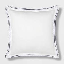 Euro Border Frame Decorative Throw Pillow White/Navy - Threshold Signature