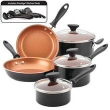 Load image into Gallery viewer, Farberware Reliance Pro 14pc Copper Ceramic Nonstick Cookware Set Black

