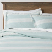 Load image into Gallery viewer, Full/Queen Chambray Yarn Dye Stripe Duvet &amp; Sham Set Aqua - Threshold
