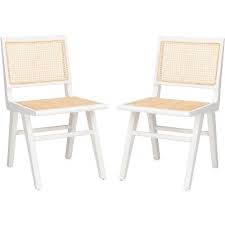 Hattie French Cane Dining Chair (Set of 2) - White/Natural - Safavieh
