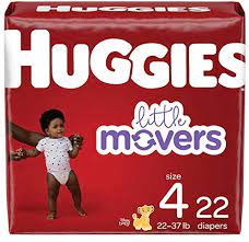 Huggies Little Movers Baby Disposible Diapers Size 4 - 22ct