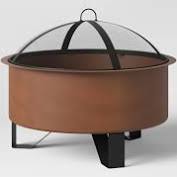 Round Rust Look Wood Burning Outdoor Fire Pit - Threshold