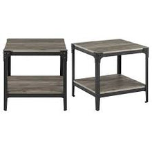 Load image into Gallery viewer, Rustic Wood Slate Grey End Side Table (set of 2) - Walker Edison
