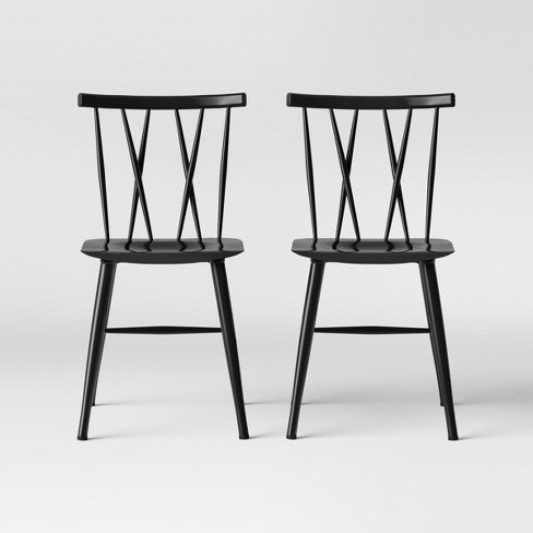 Set of 2 Becker Metal X Back Dining Chair Black - Project 62