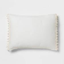 Standard Macrame Tassel Tufted Lofty Pillow Sham Cream - Opalhouse