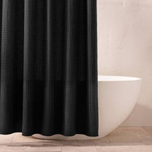 Load image into Gallery viewer, Waffle Shower Curtain Washed Black - Cassaluna
